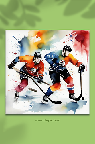 数字艺术冰球运动插画