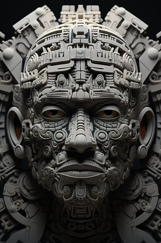 数字艺术玛雅文明古老人物特写图片