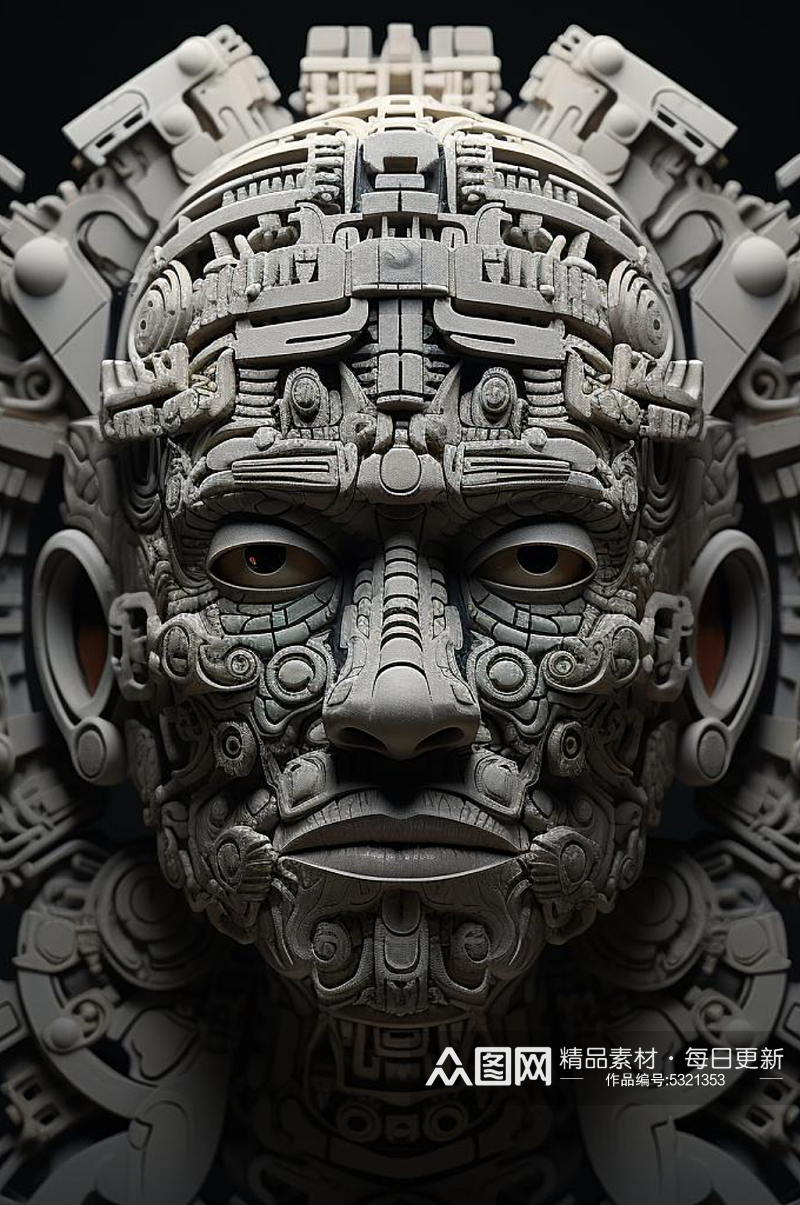 数字艺术玛雅文明古老人物特写图片素材