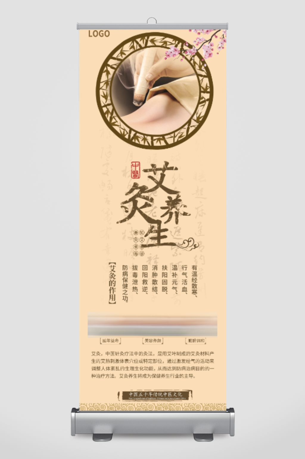 中医养生艾灸易拉宝展架海报素材