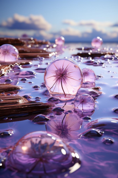 数字艺术粉色水珠气泡场景