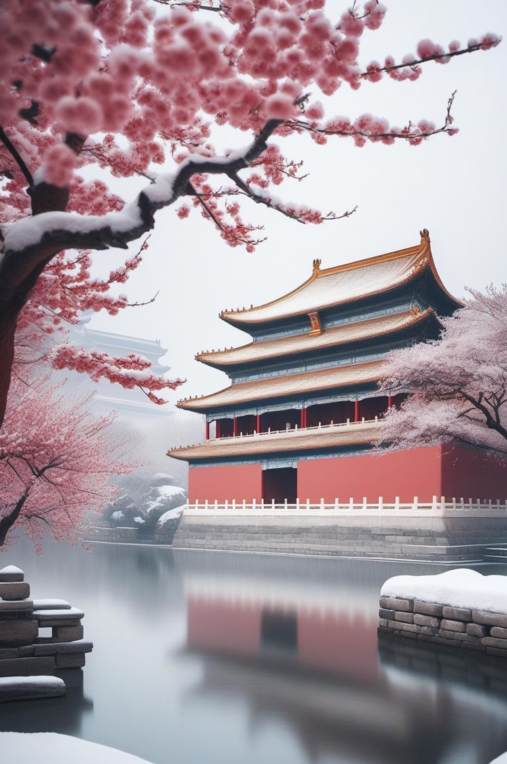 数字艺术城墙雪景素材
