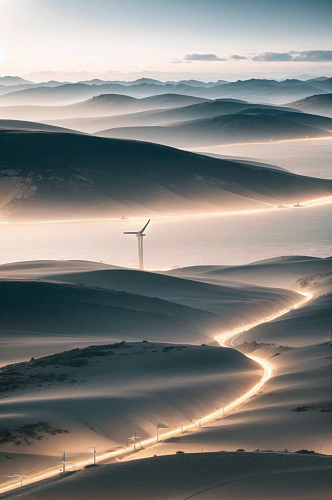 数字艺术风车风景