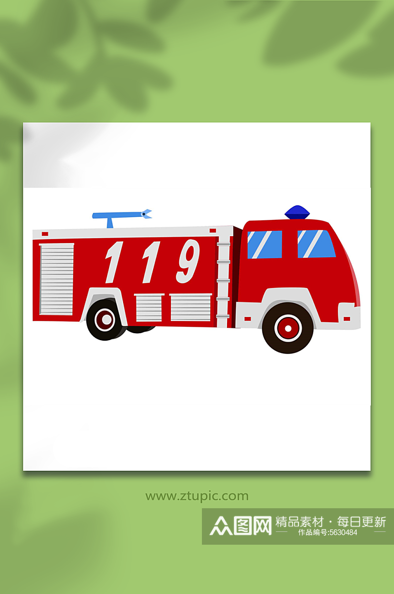 119消防车手绘元素素材
