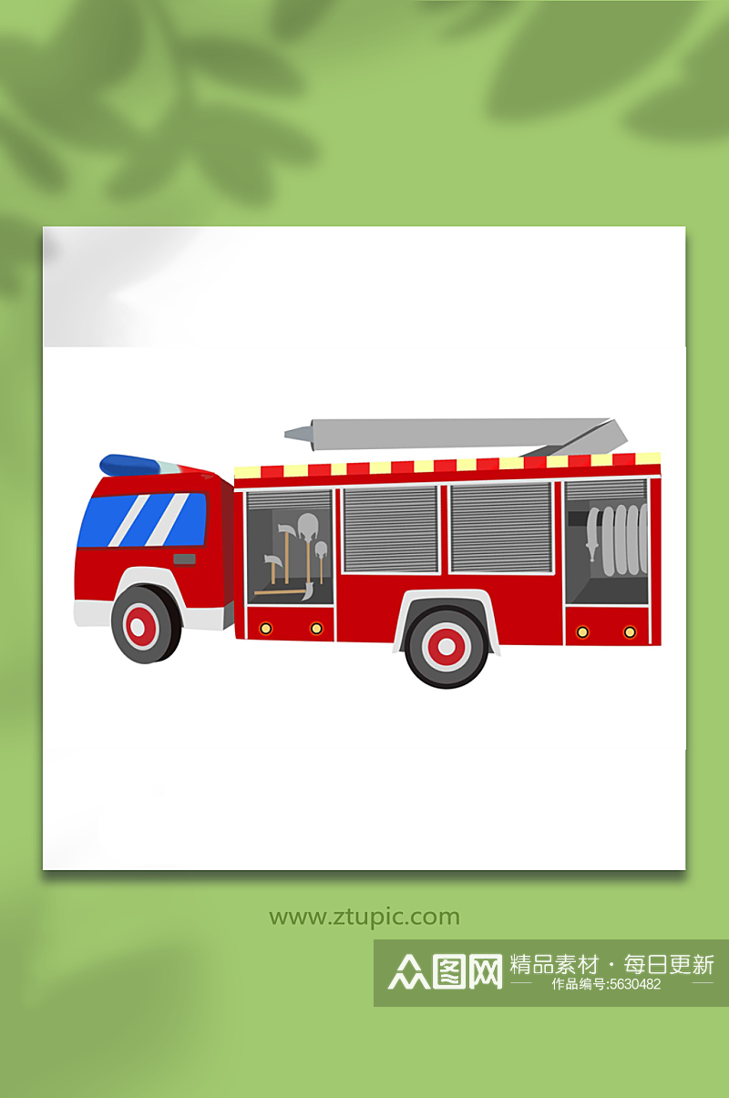 119消防车手绘元素素材