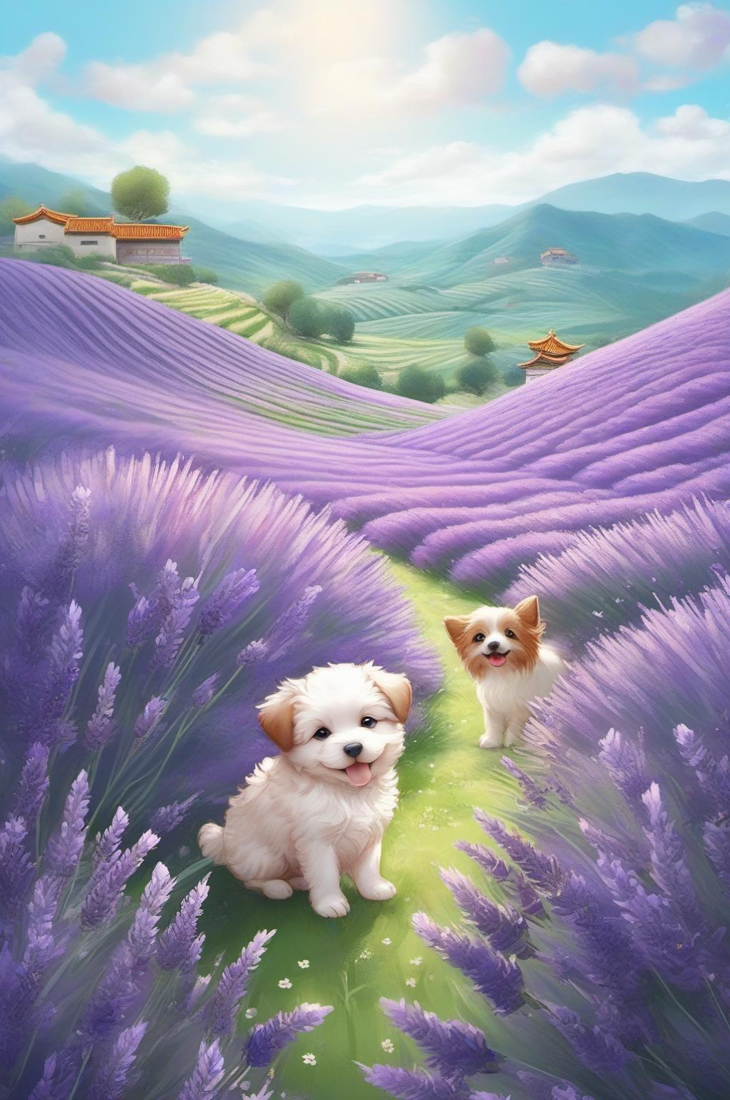 数字艺术紫色熏衣草插画素材