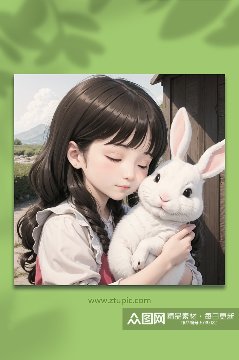 数字艺术兔子女孩图片素材