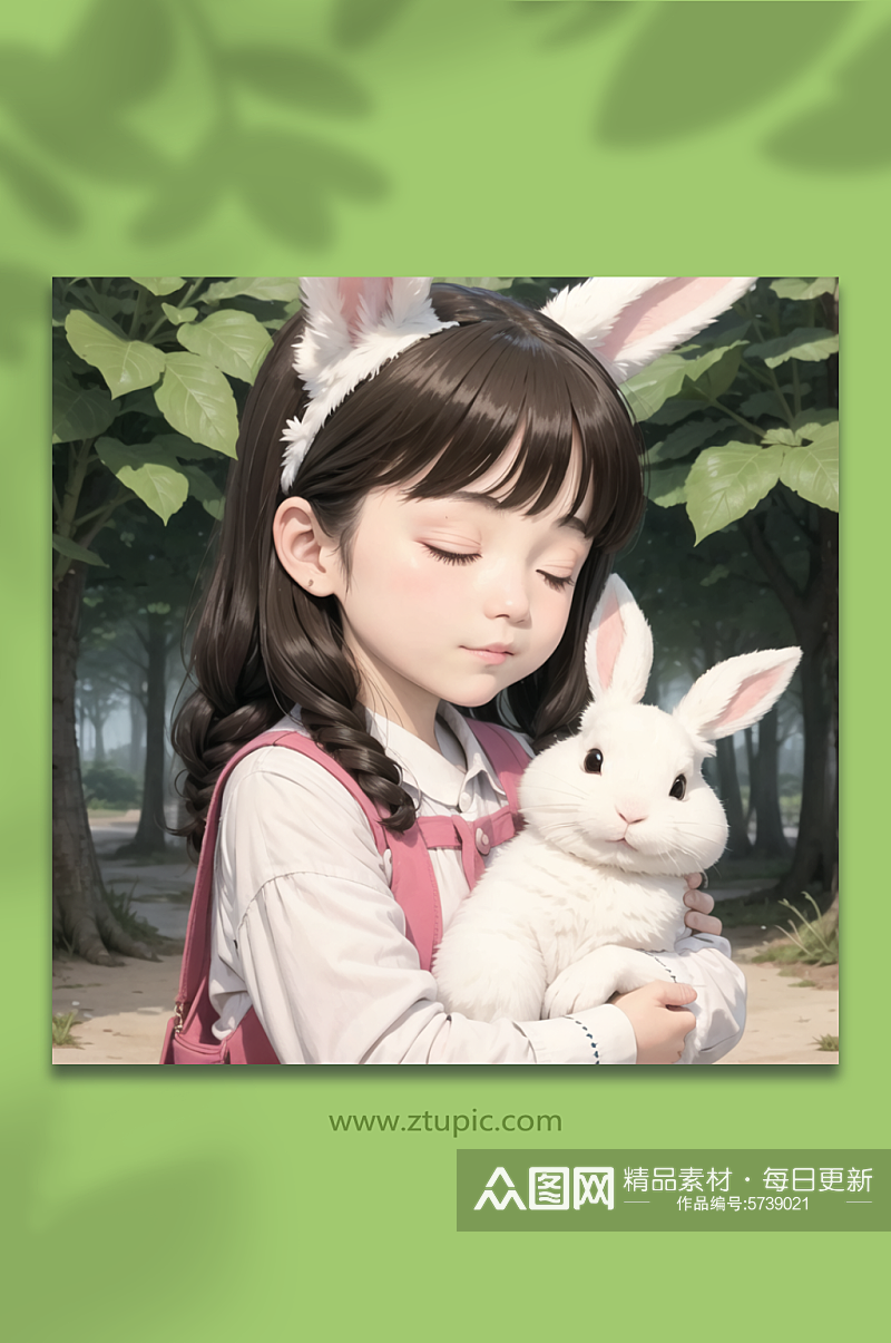 数字艺术兔子女孩图片素材