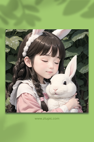 数字艺术兔子女孩图片