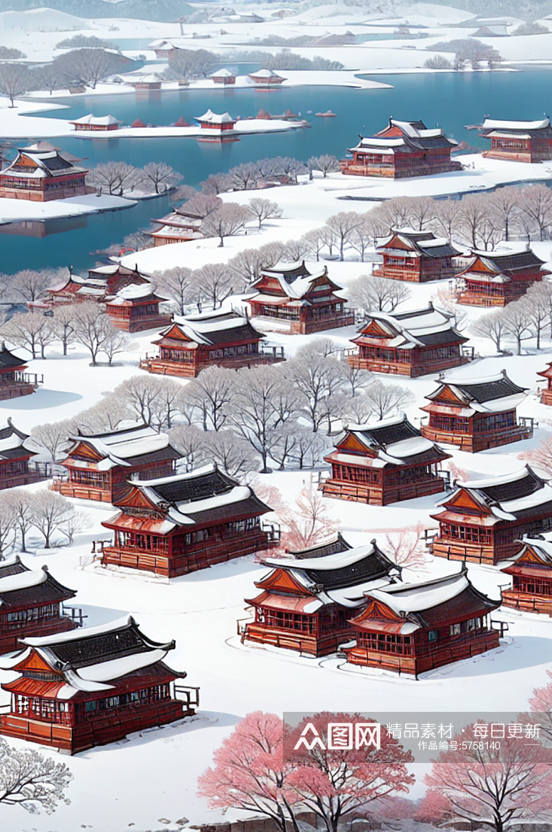 数字艺术冬季建筑风景素材