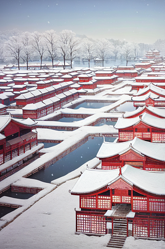 数字艺术冬季建筑风景