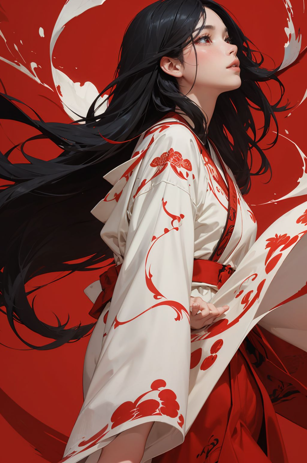 数字艺术红衣女图片素材