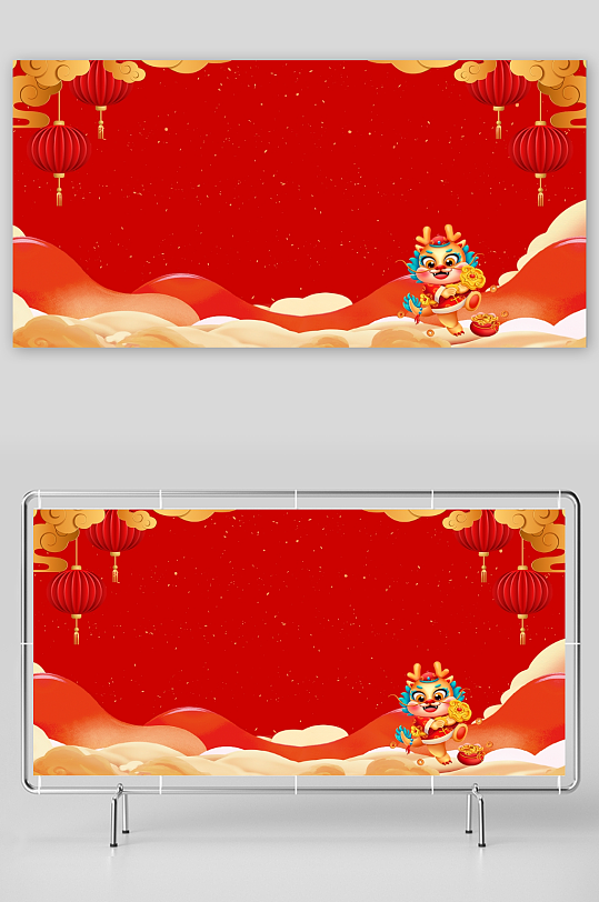 红色喜庆龙年新年过年春节背景