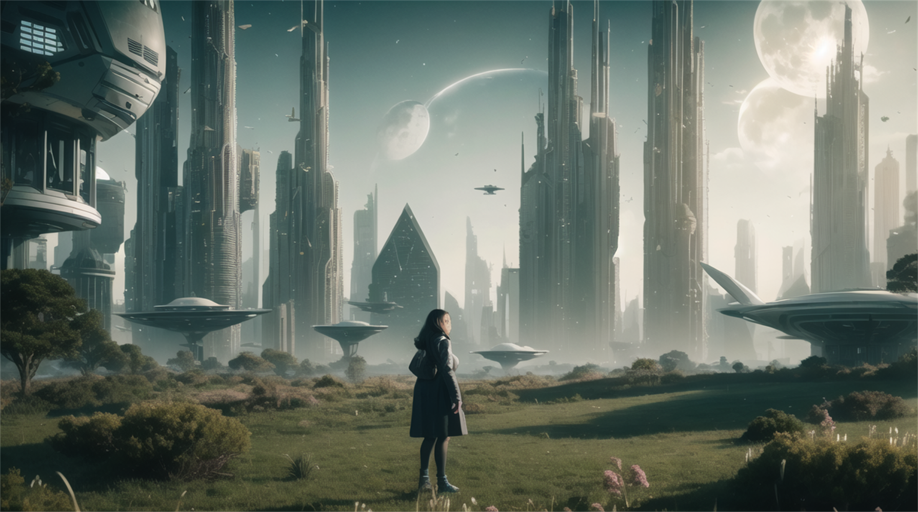 数字艺术超现实科幻外太空星球城市场景素材