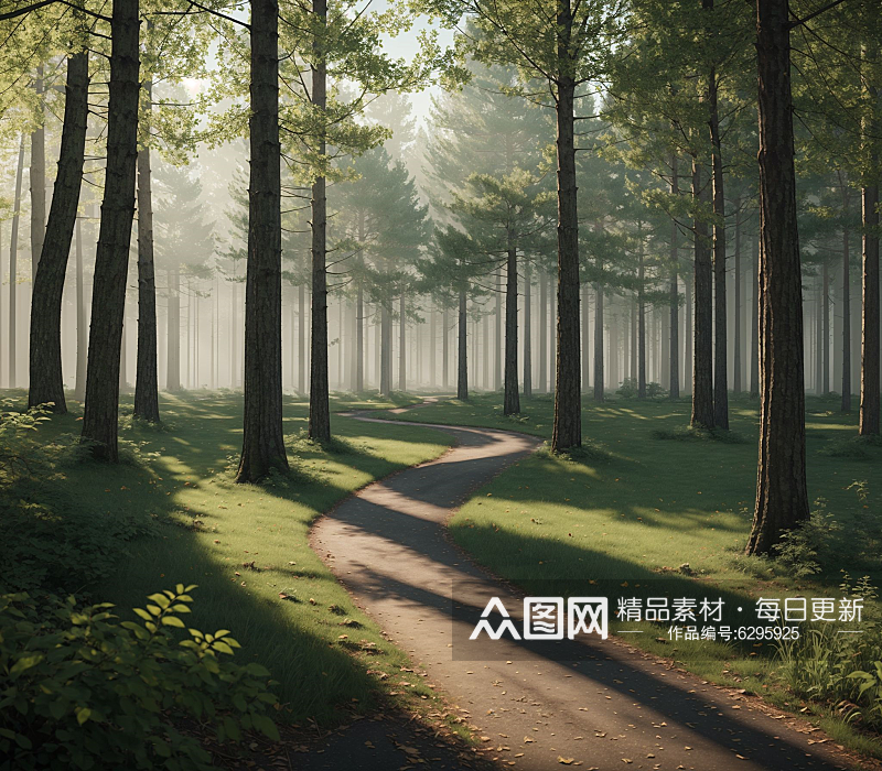 数字艺术大自然摄影林间小道森林原始森林素材