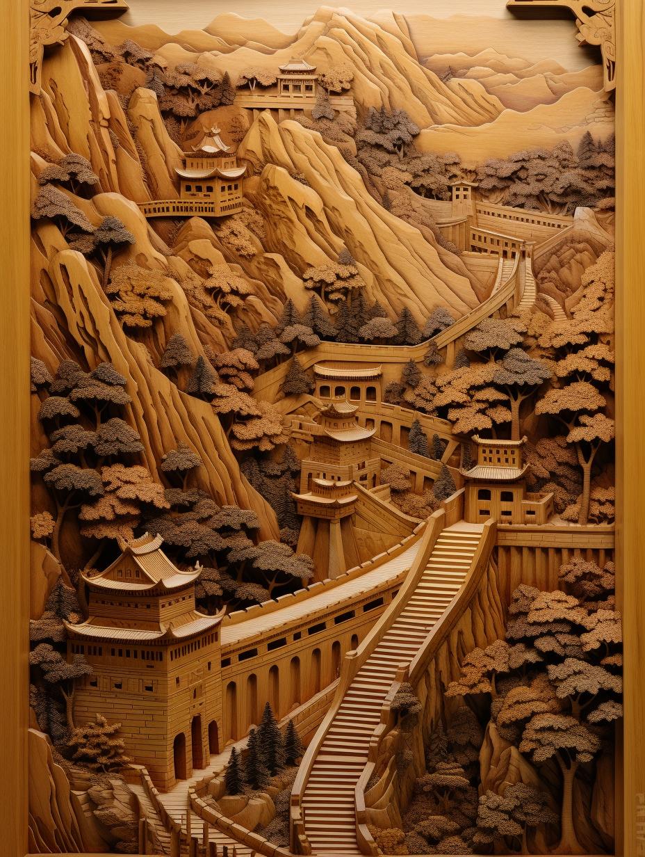 数字艺术木雕黄杨木雕刻山水古建筑素材下载-众图网