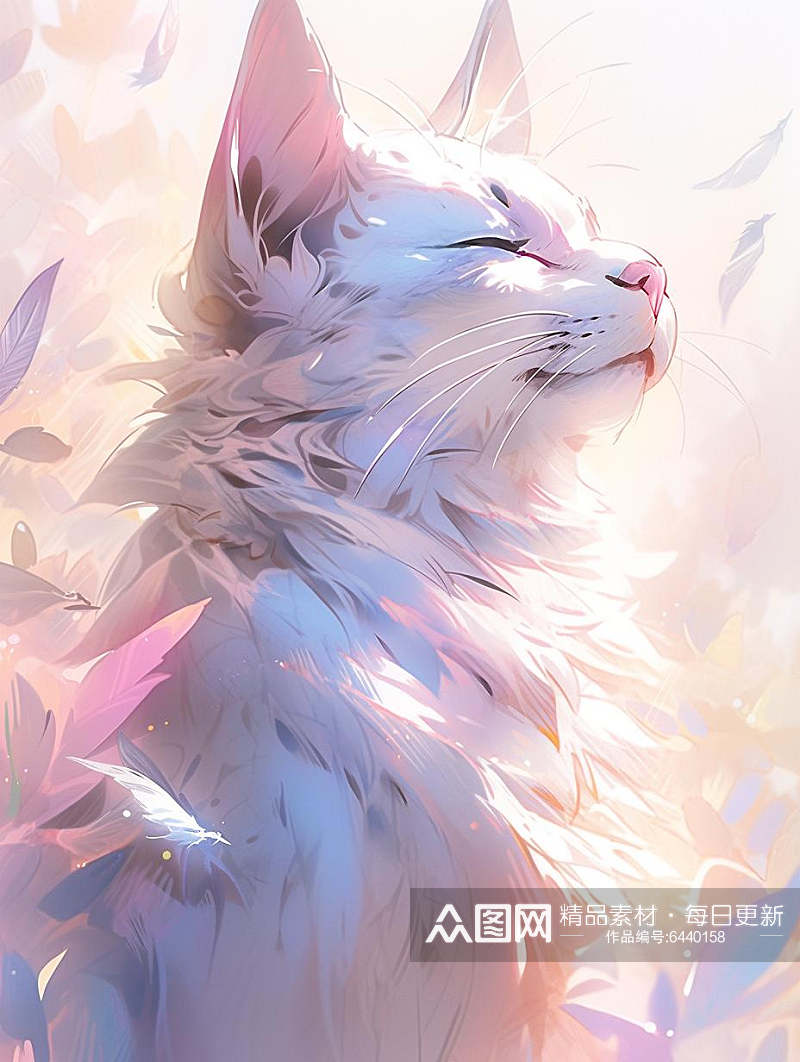 数字艺术插画风猫咪插画水彩风插画动物插画素材