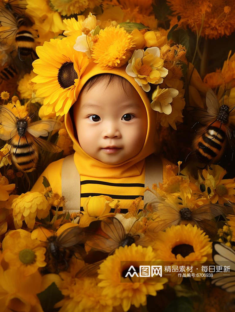 数字艺术儿童摄影卡通服饰摄影可爱小蜜蜂素材