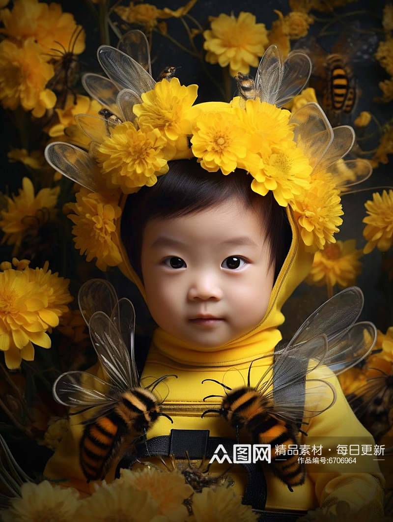 数字艺术儿童摄影卡通服饰摄影可爱小蜜蜂素材