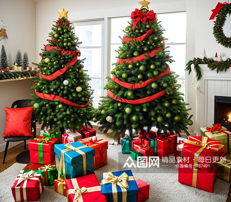 数字艺术圣诞树装饰圣诞装饰圣诞礼物布置素材