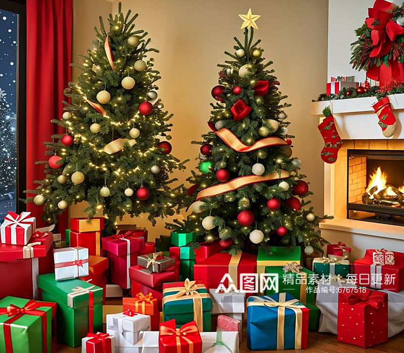 数字艺术圣诞树装饰圣诞装饰圣诞礼物布置素材