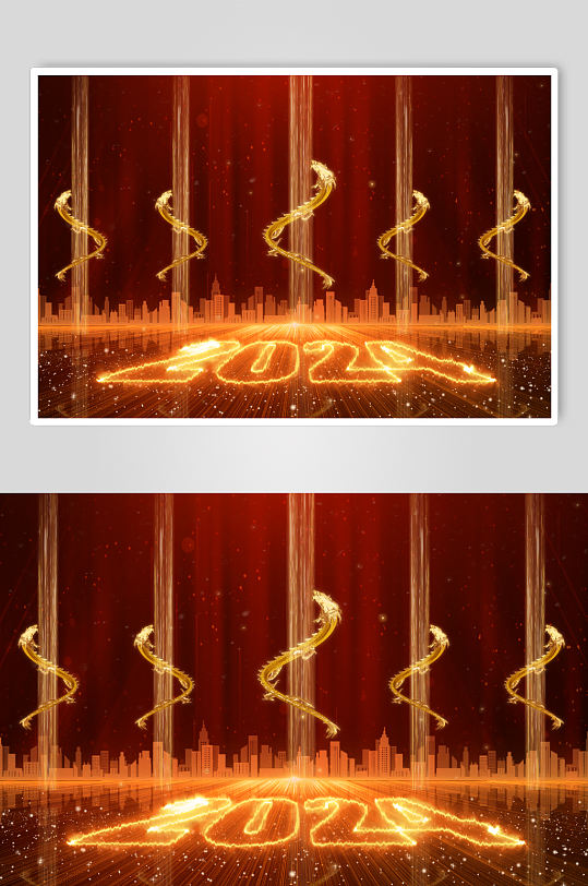 震撼红色金龙2024企业年会片头视频-众图网