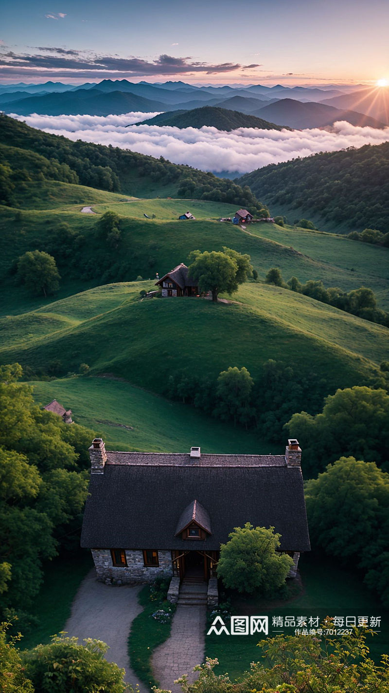 数字艺术田园风景庄园风景素材