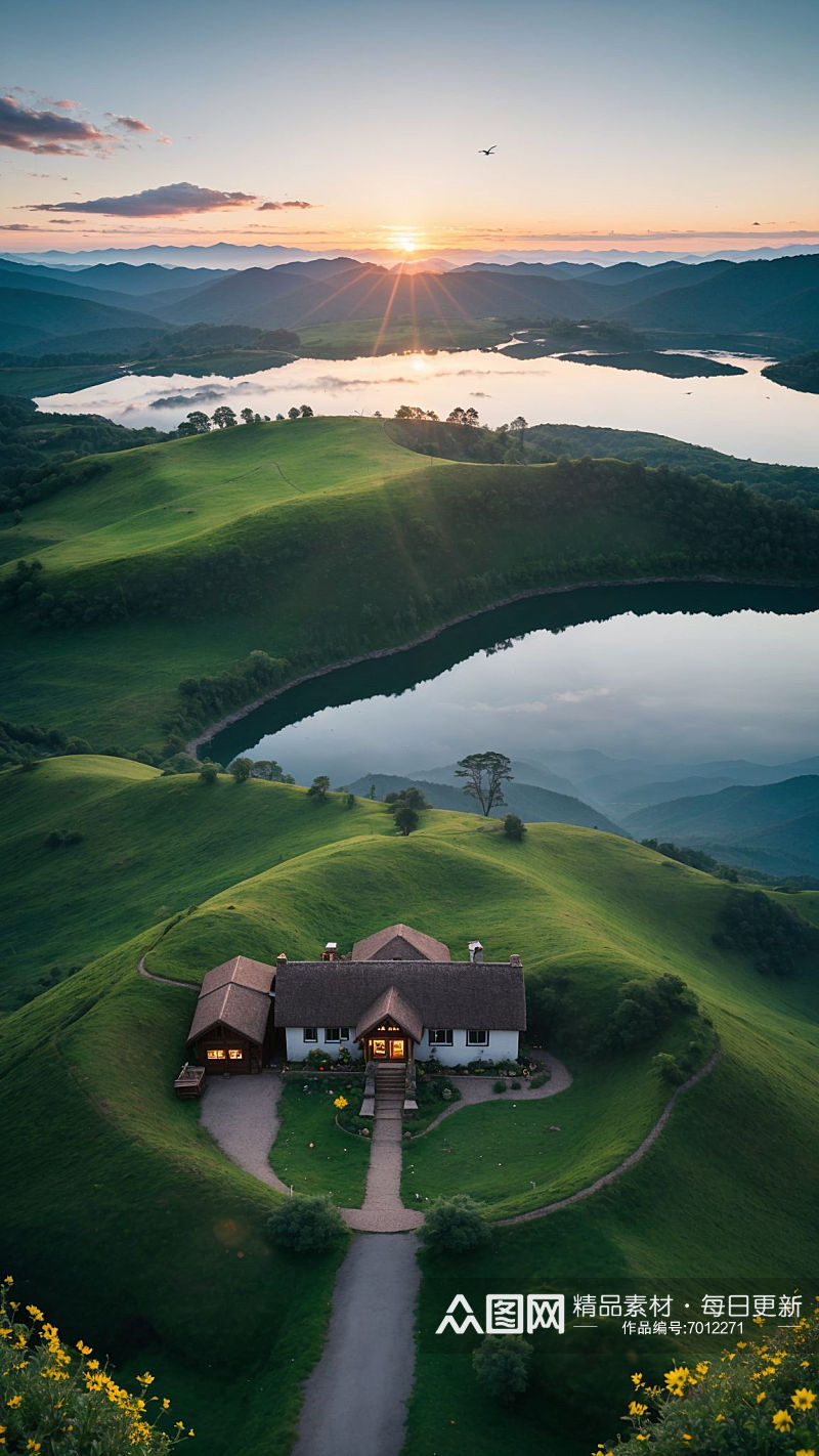 数字艺术田园风景庄园风景素材