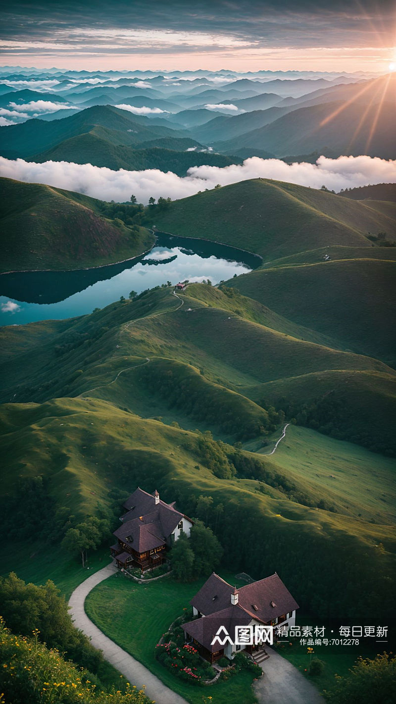 数字艺术田园风景庄园风景素材