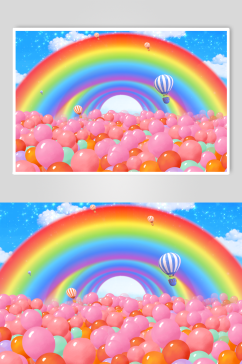 4K活泼动感天空粉色气球冲屏卡通儿童背景