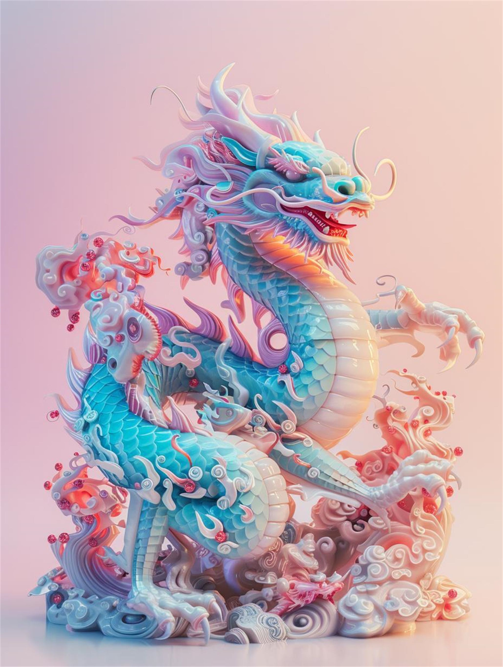 数字艺术龙年黏土C4D雕塑形象卡通龙素材