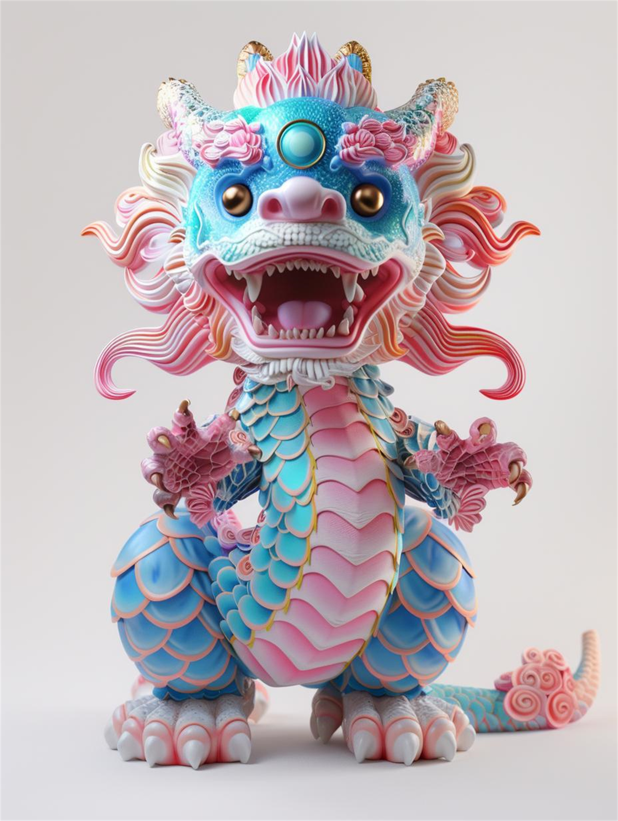 数字艺术龙年黏土C4D雕塑形象卡通龙素材