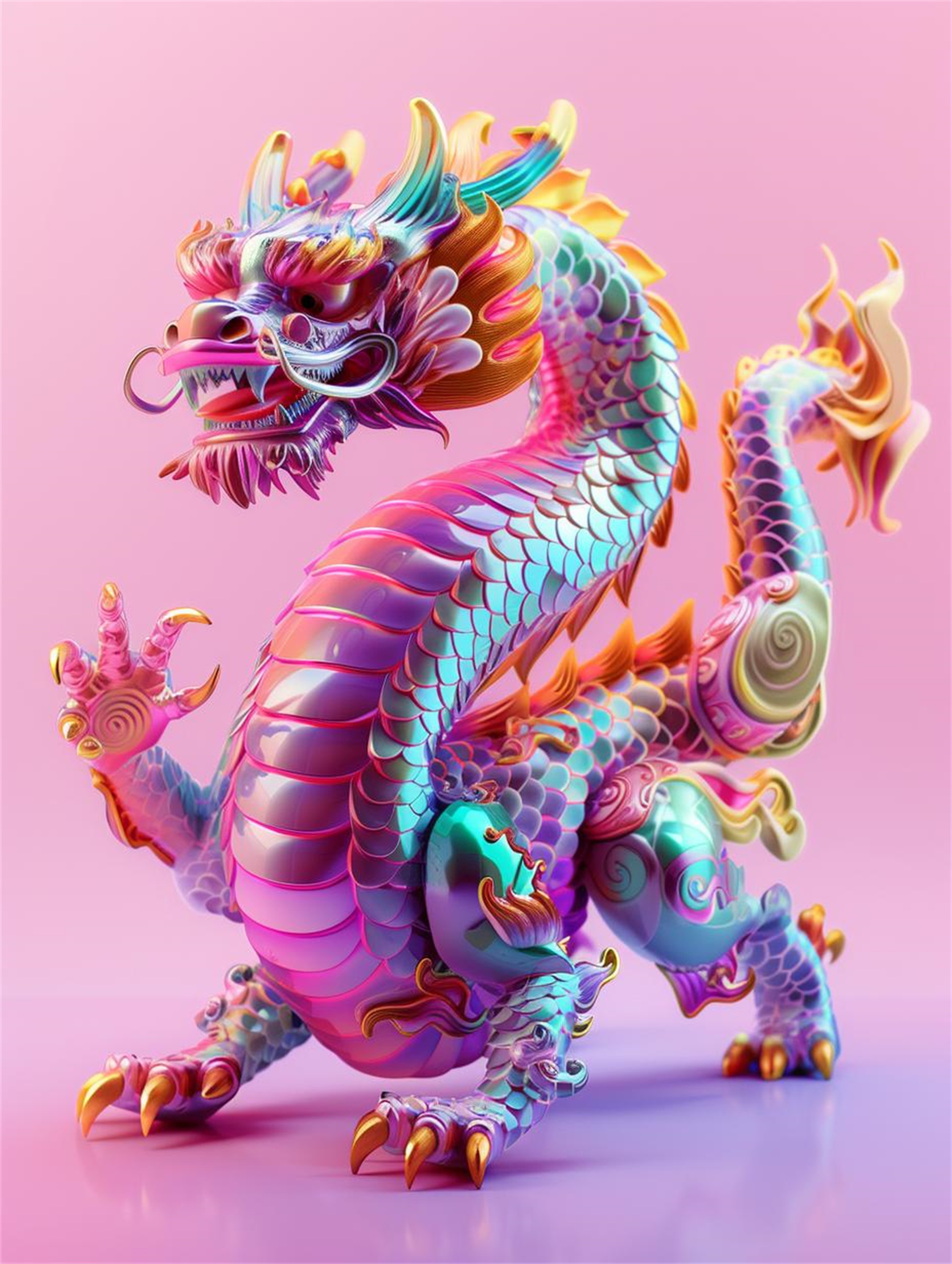 数字艺术龙年黏土C4D雕塑形象素材