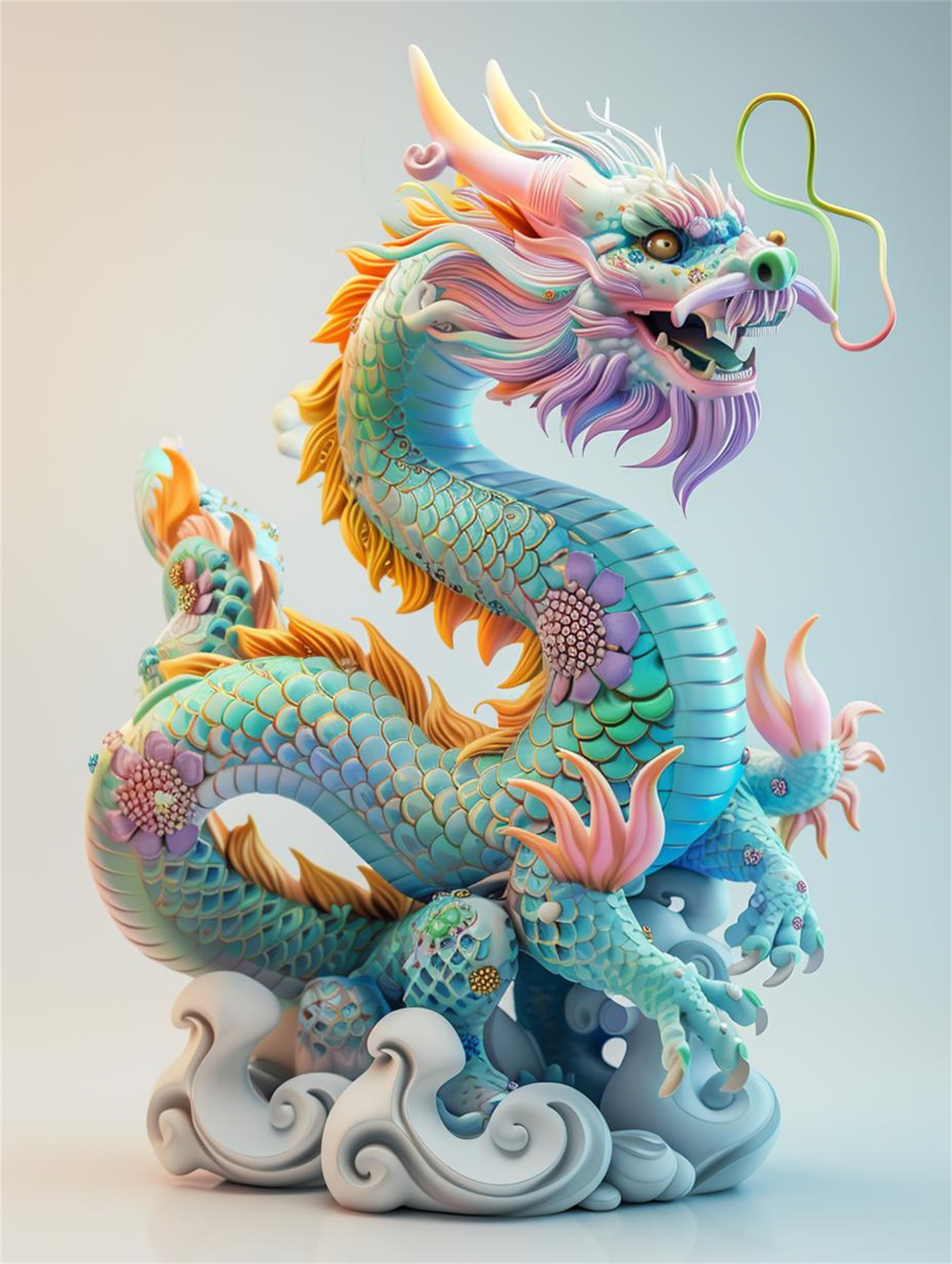 数字艺术龙年雕塑盲盒设计龙年雕塑粘土素材