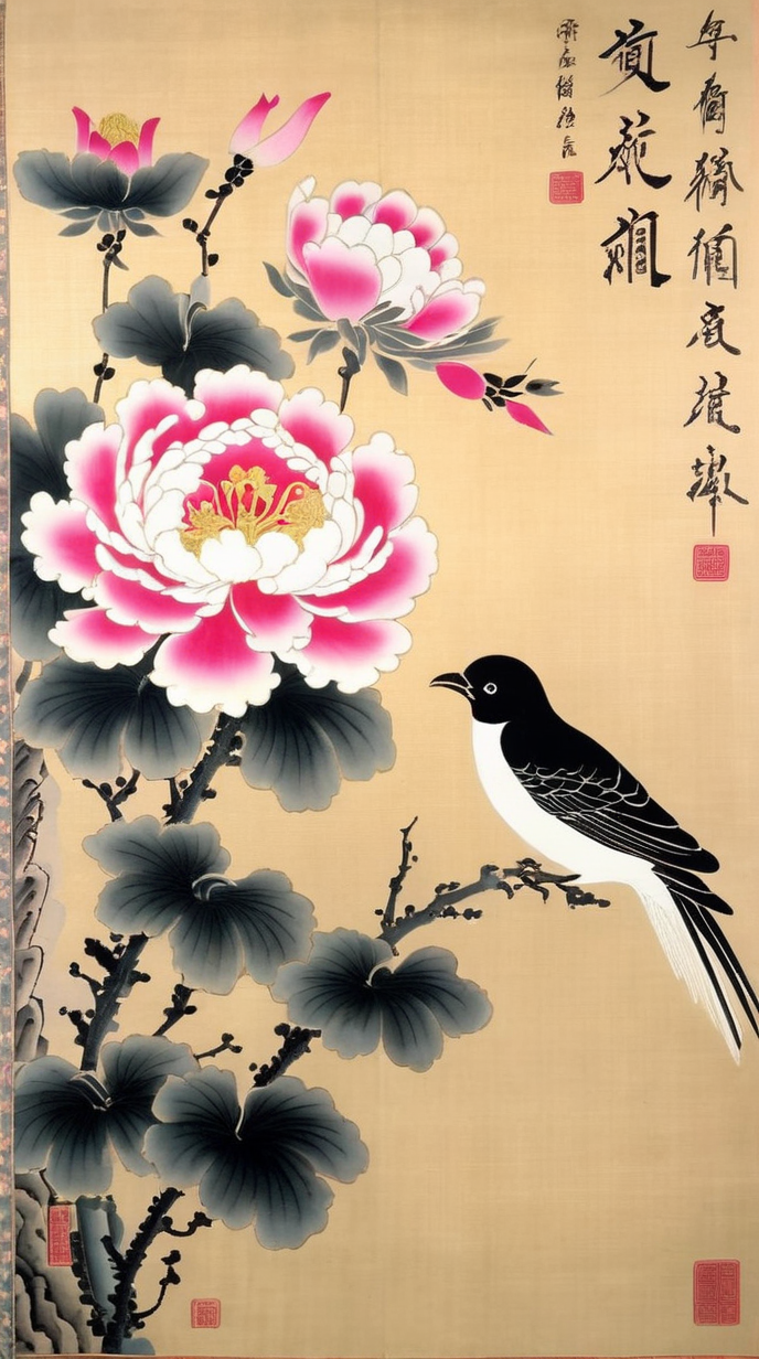 数字艺术花鸟画写意花鸟古代花鸟画国画素材