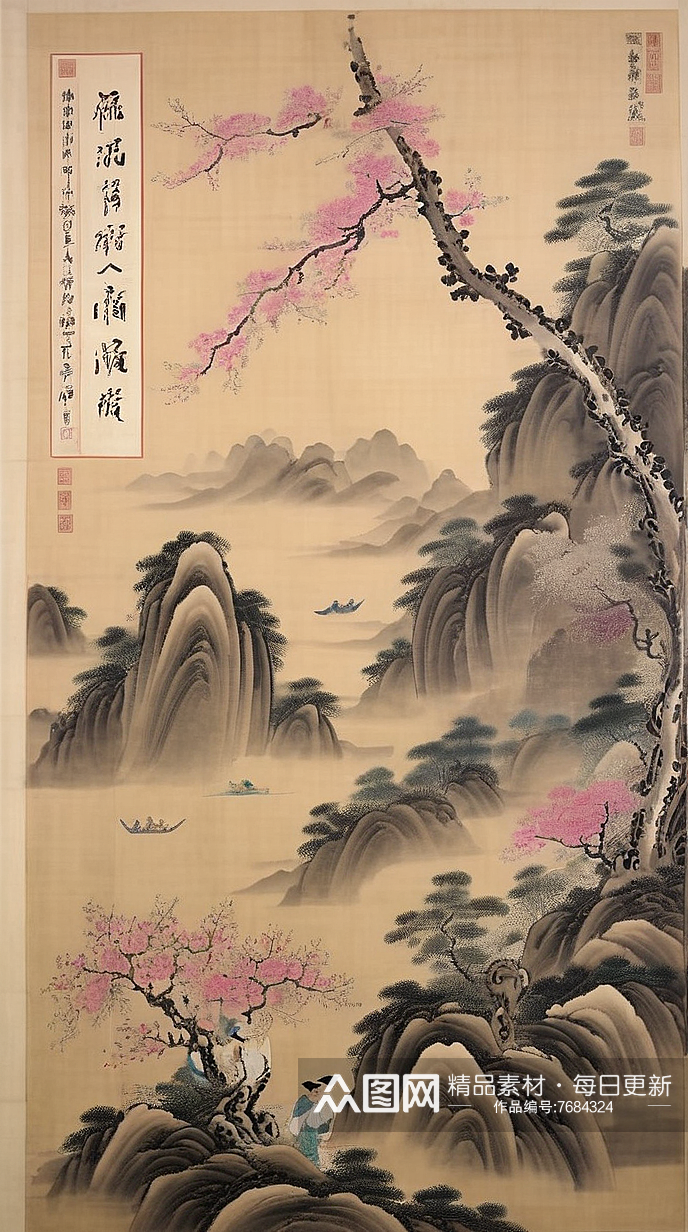 数字艺术国画写意山水水墨山水素材