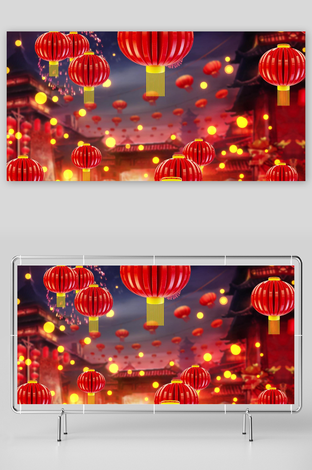 4k喜庆灯火灯笼飞舞上升背景素材过年好背素材
