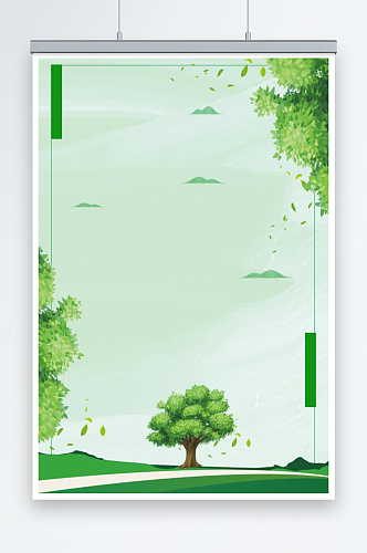 植树节绿色简约展板背景海报背景素材