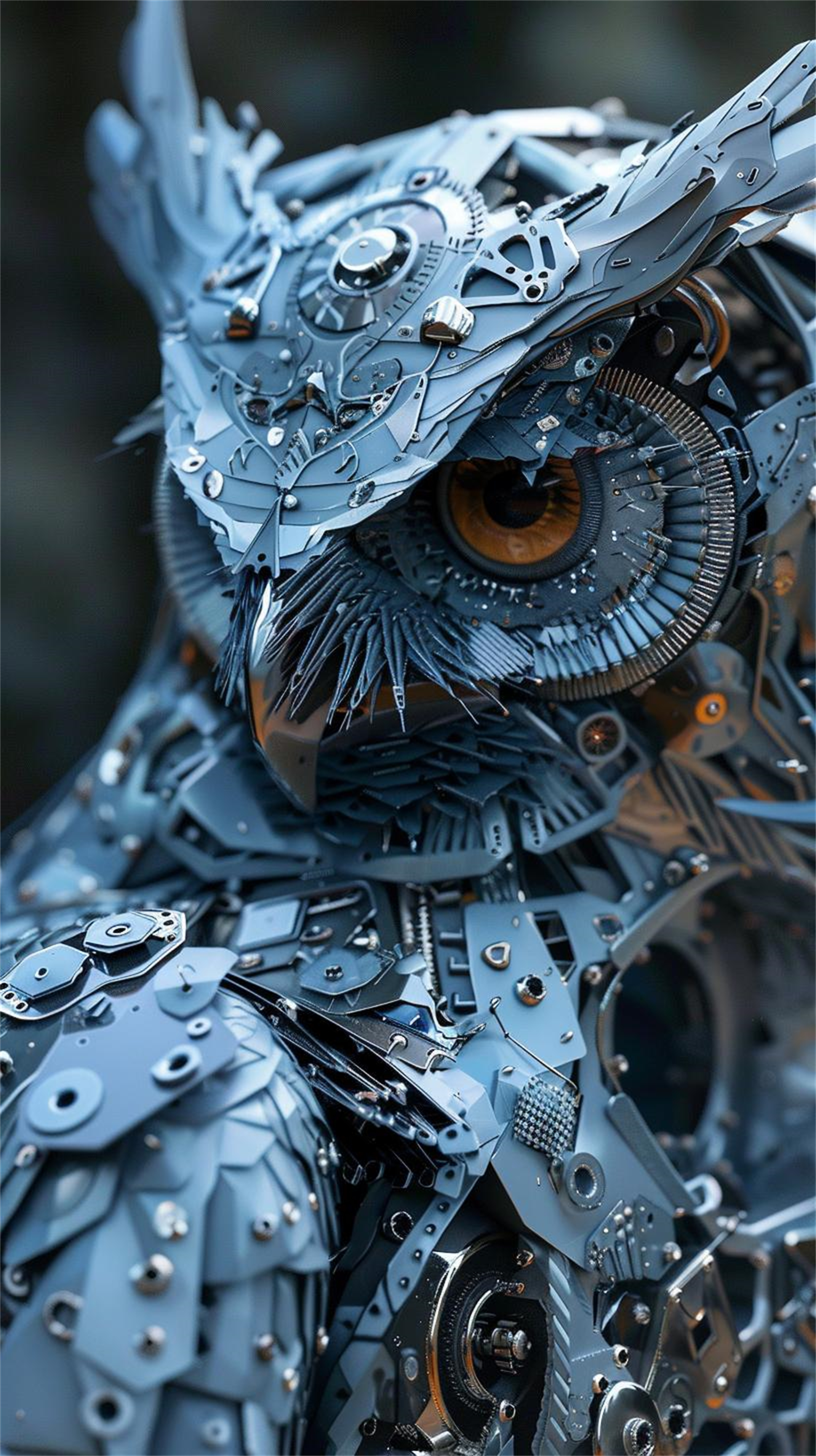 数字艺术机械拼装猫头鹰朋克风装饰画素材