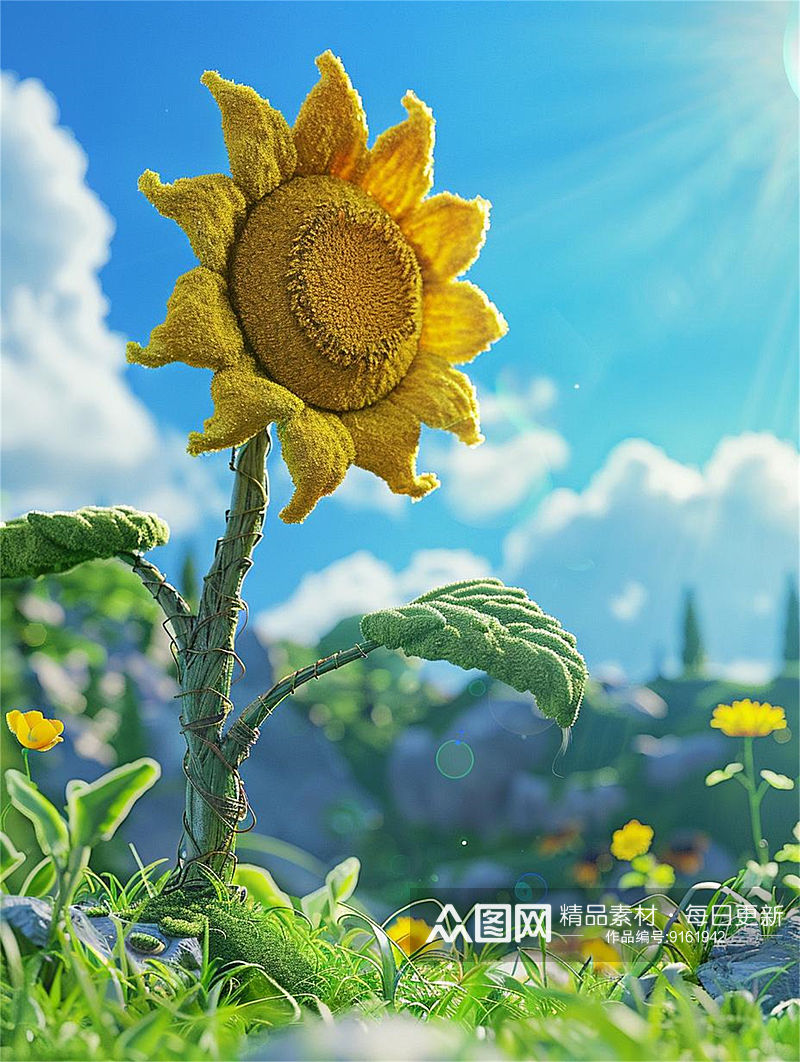 数字艺术向日葵插画向日葵壁纸向日葵海报素材
