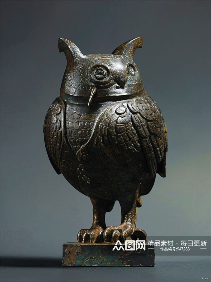 数字艺术青铜雕塑猫头鹰雕素材