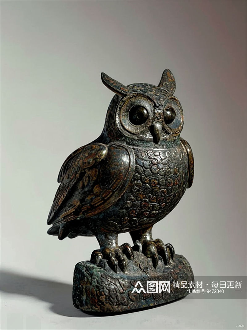 数字艺术青铜雕塑猫头鹰雕素材