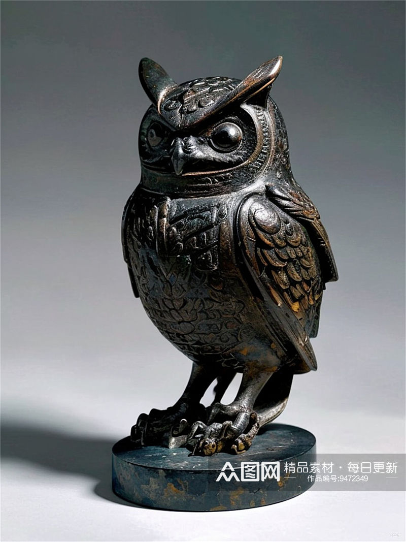 数字艺术青铜雕塑猫头鹰雕猫头鹰素材