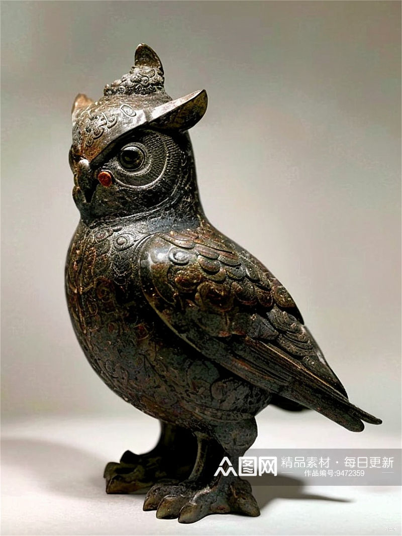数字艺术青铜雕塑猫头鹰雕猫头鹰素材