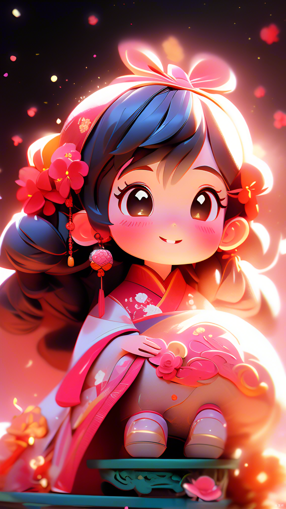 数字艺术穿裙子的女孩手绘插画素材