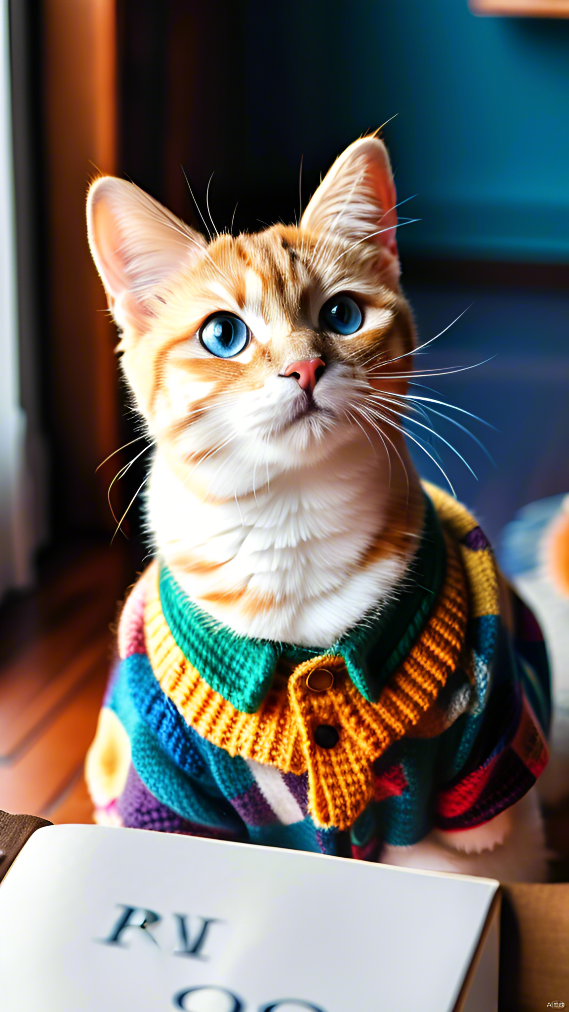 数字艺术萌宠摄影穿毛衣的猫素材