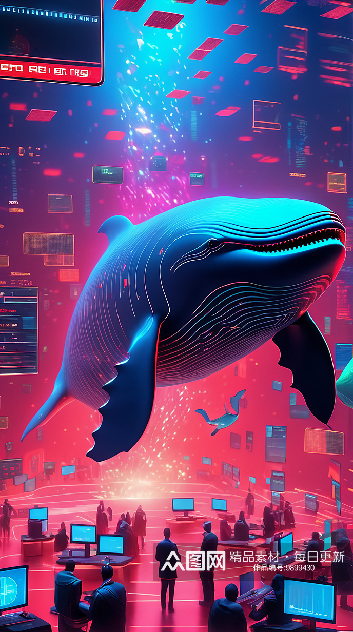 数字艺术创意鲸鱼海报素材