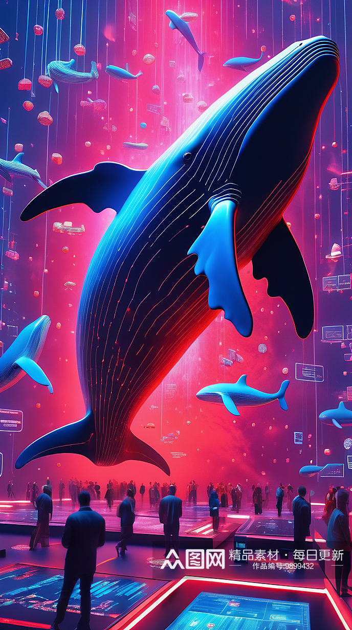 数字艺术创意鲸鱼海报素材