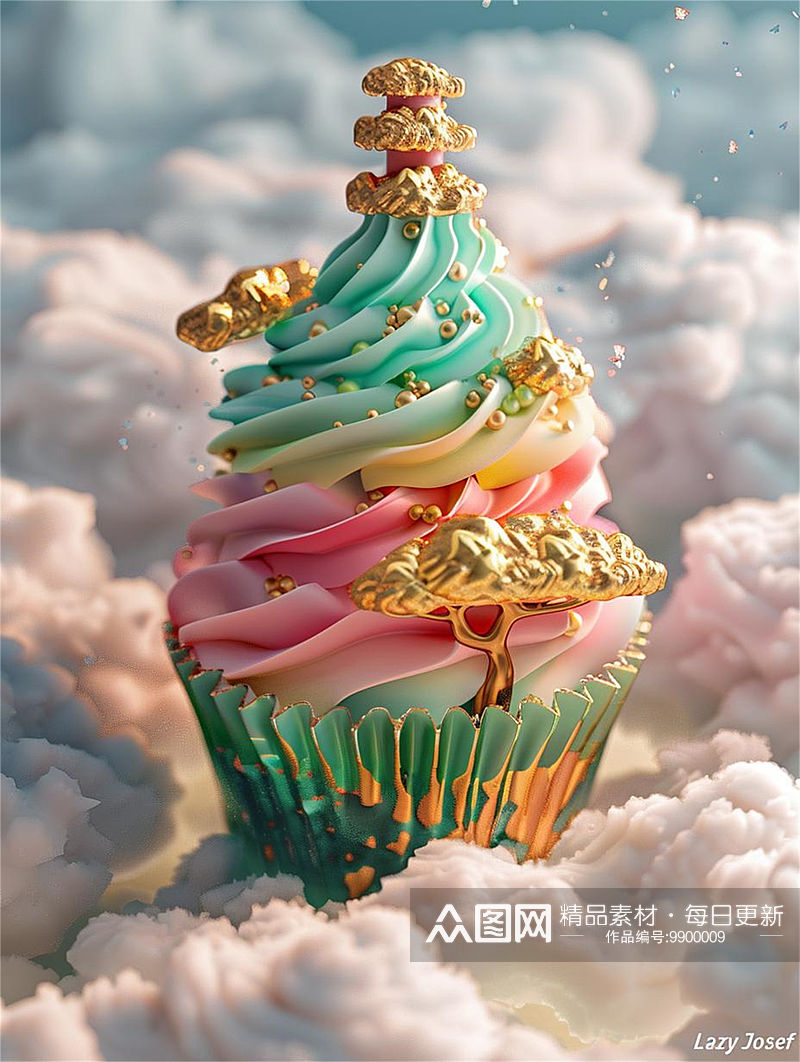 数字艺术 纸杯蛋糕素材 彩虹蛋糕素材