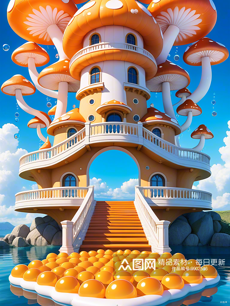 数字艺术 蘑菇屋ip 游戏场景素材